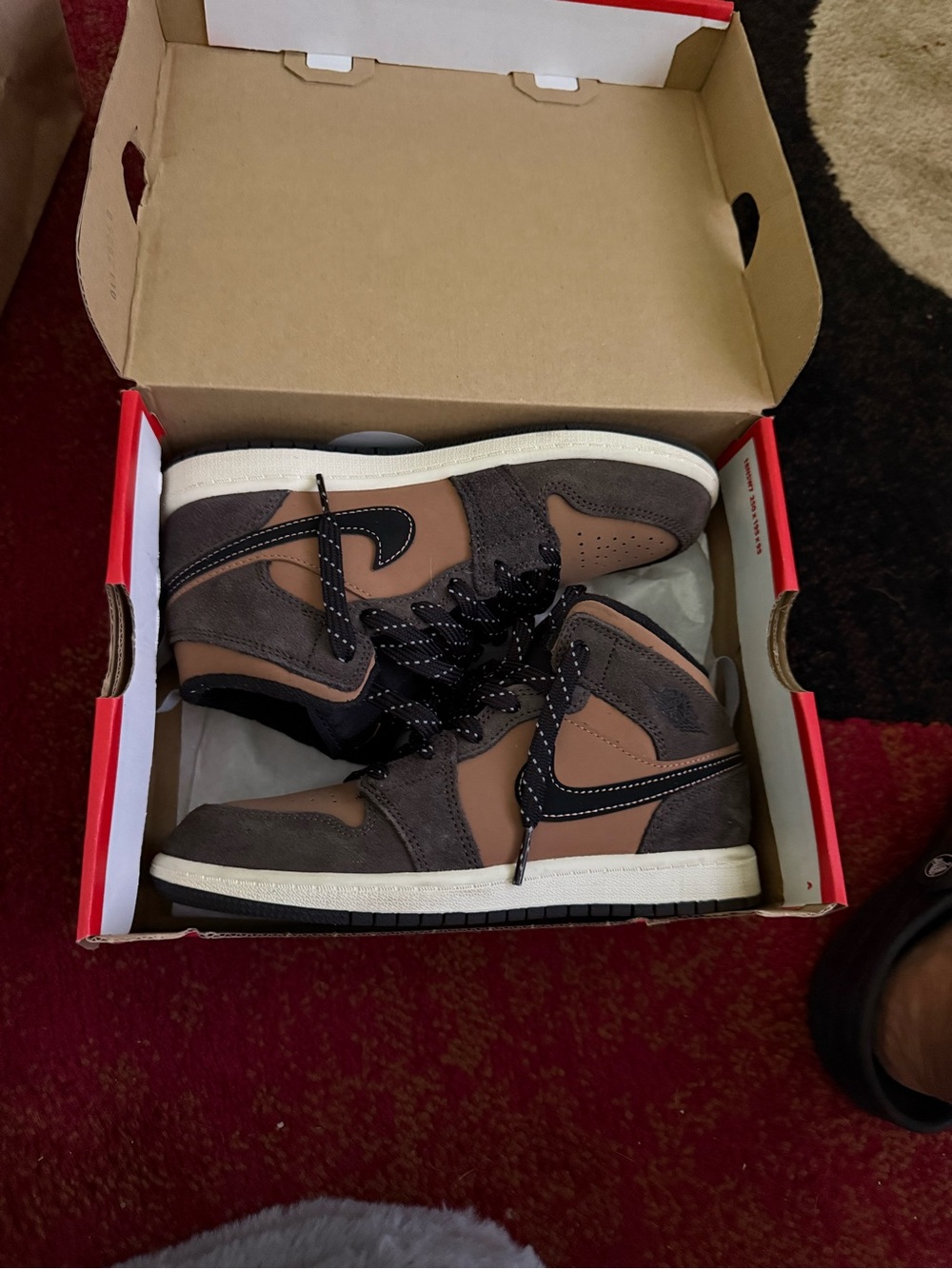 Nike Kids High-Top Sneakers in Brown and Black
